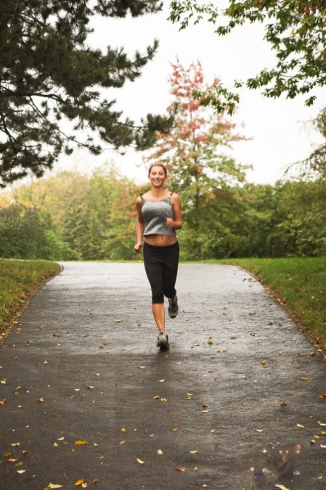 Athletic amateur Katerina Hartlova unleashes her huge boobs on a playground