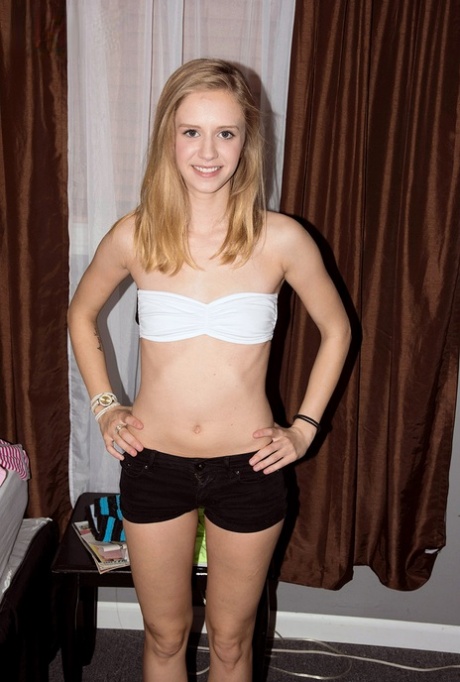 Delicious blonde teen Rachel James blowing and humping a huge white dick