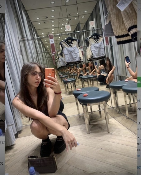 Teen OnlyFans babe Mia Saffron poses in her hot outfits & lingerie in a solo