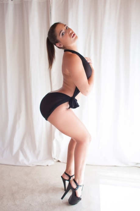 Sexy slut Abella Danger stretches legs showing phat ass & shaved cunt