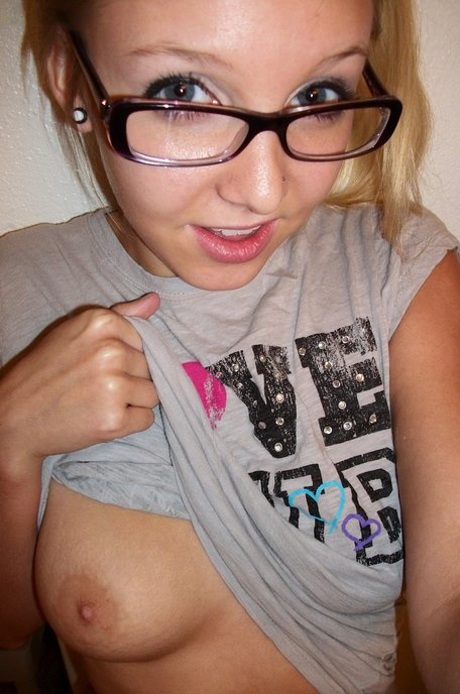 Cute nerdy teen Elle 3 takes selfies of her fresh natural nipples and ass