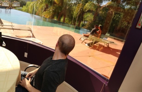 Hot brunette bangs a black bull while cuckold man friend watches