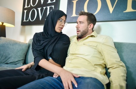 Petite Arab girl Angel Del Rey gets deep anal fuck in hijab & glasses